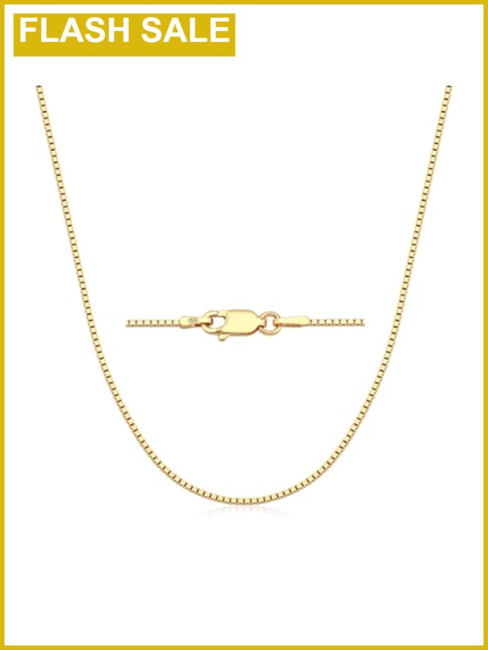 925 Sterling Silver Gold Over Silver 1.3mm Italian Box Chain Necklace for Women